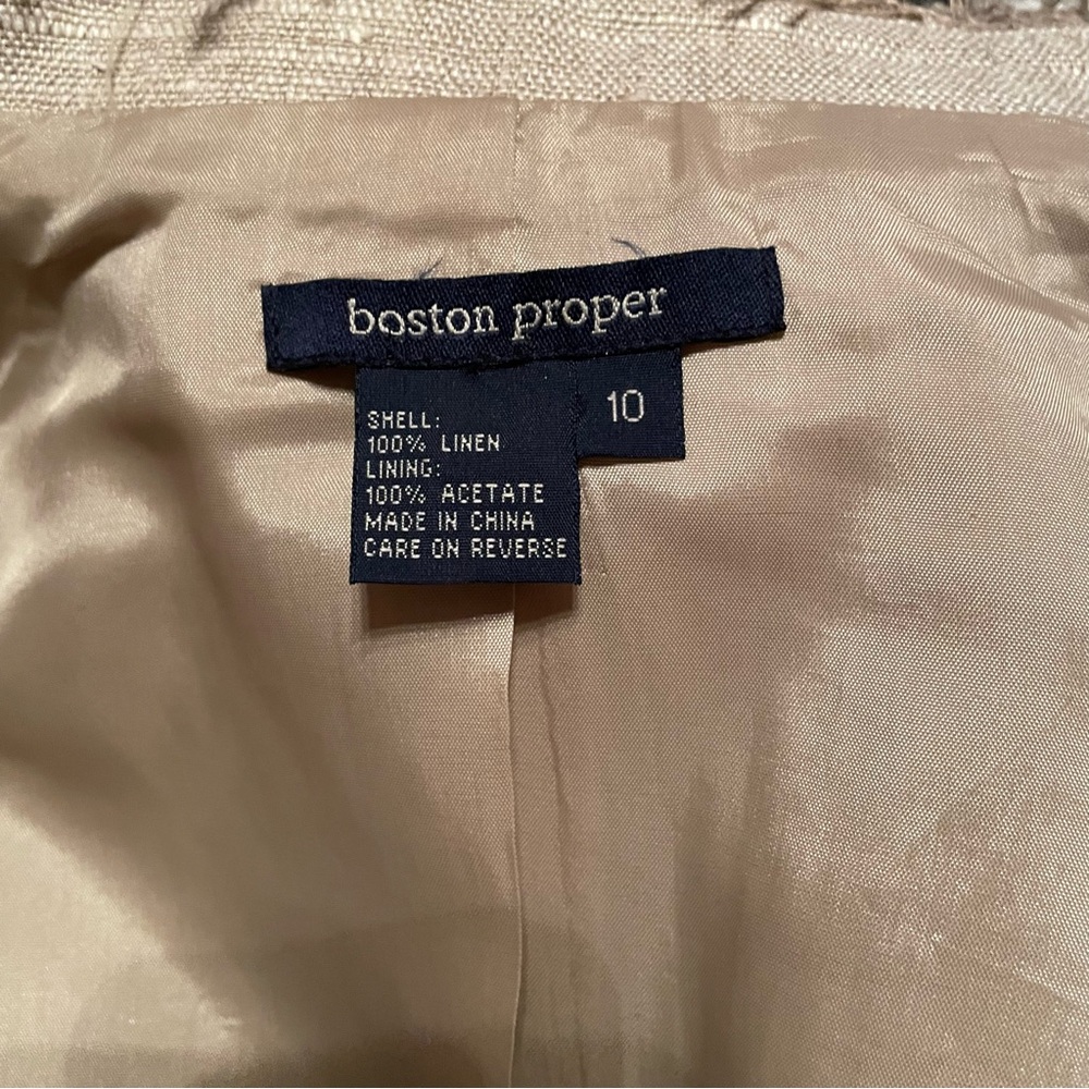 Boston Proper Women's Linen Blazer Raw Edge Size 10 Tan Office Classy - Picture 2 of 11